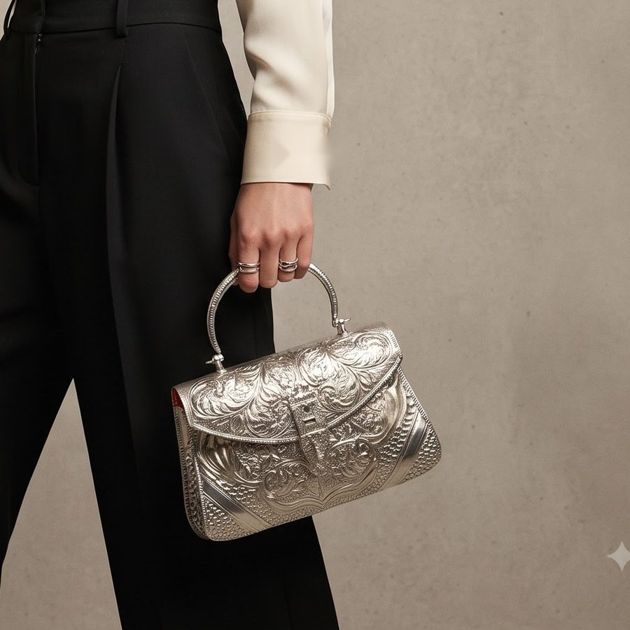 The Silver Scroll Handbag