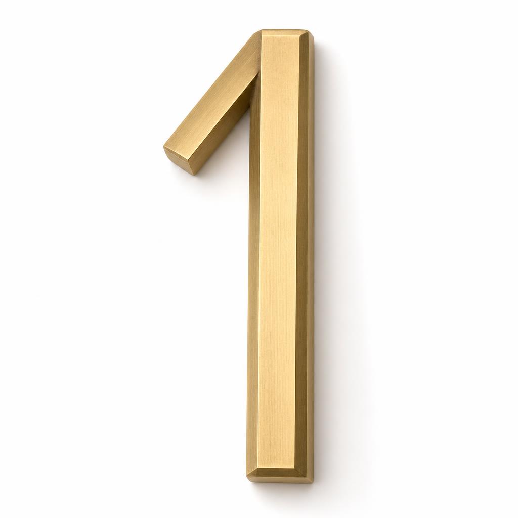 Solid Brass House Numeral 10cm - narrow digits 1 and 7