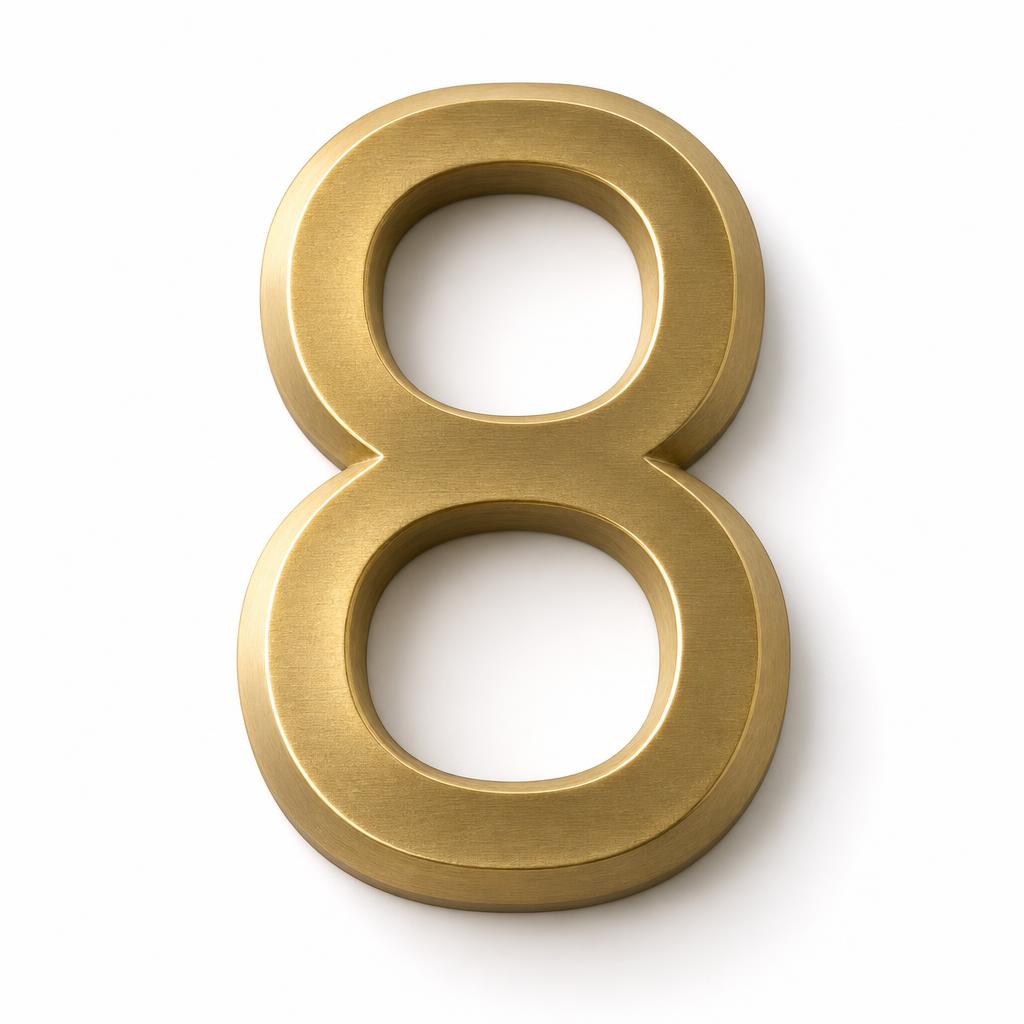 Solid Brass House Numeral 10cm - digits 0 2 3 4 5 6 8 and 9