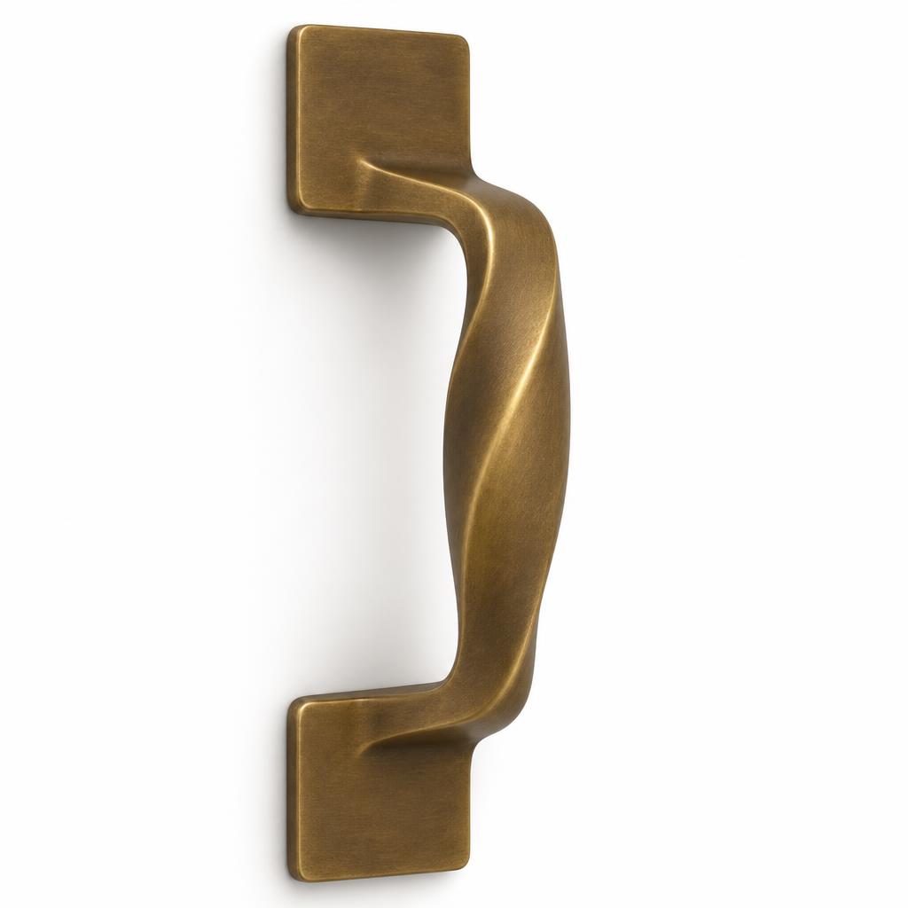 Antique Brass Twisted-Plane Entry Door Pull 25cm