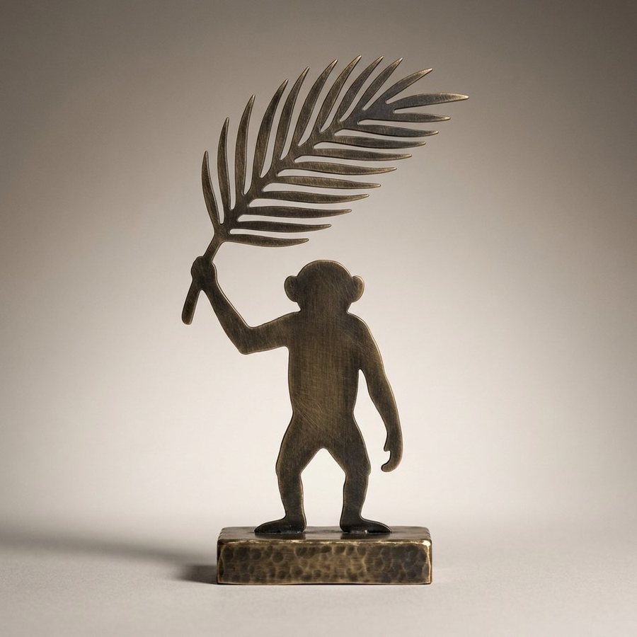Monkey with Palm Frond