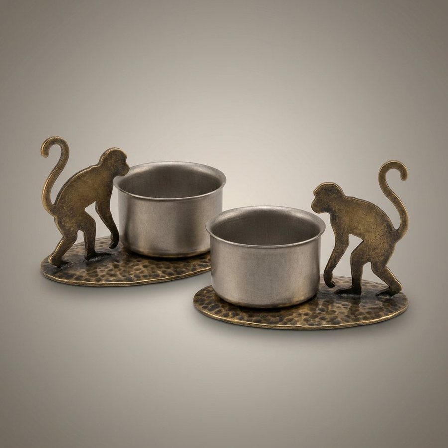 Monkey Tea Light Holders, Pair