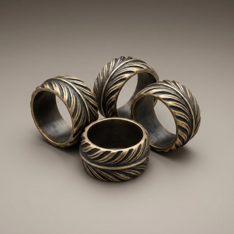 Palm Leaf Napkin Rings, Set of 4