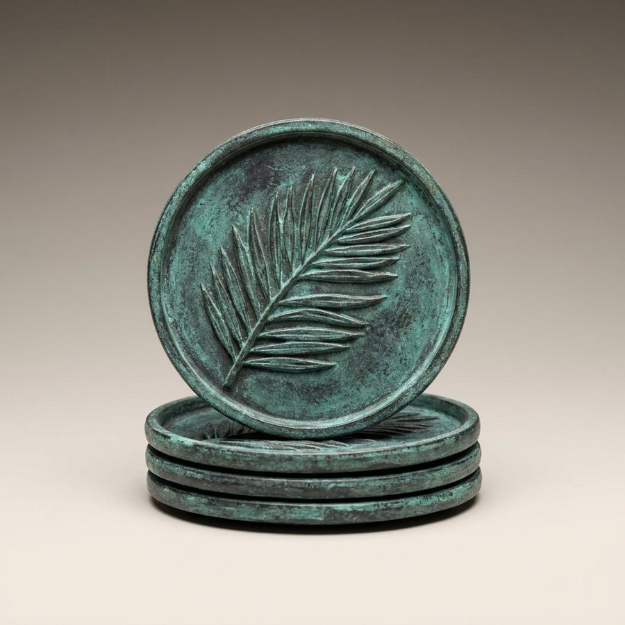 Palm Leaf Coasters, Set of 4