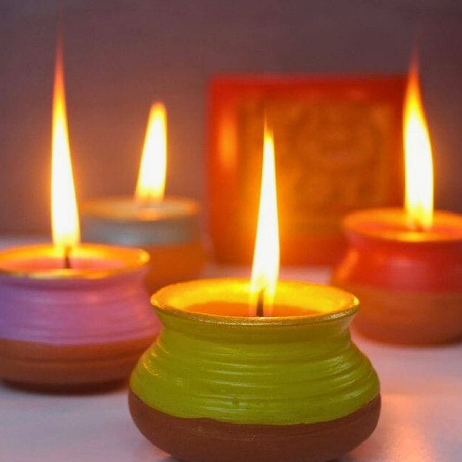 Painted Handi Candle Pot