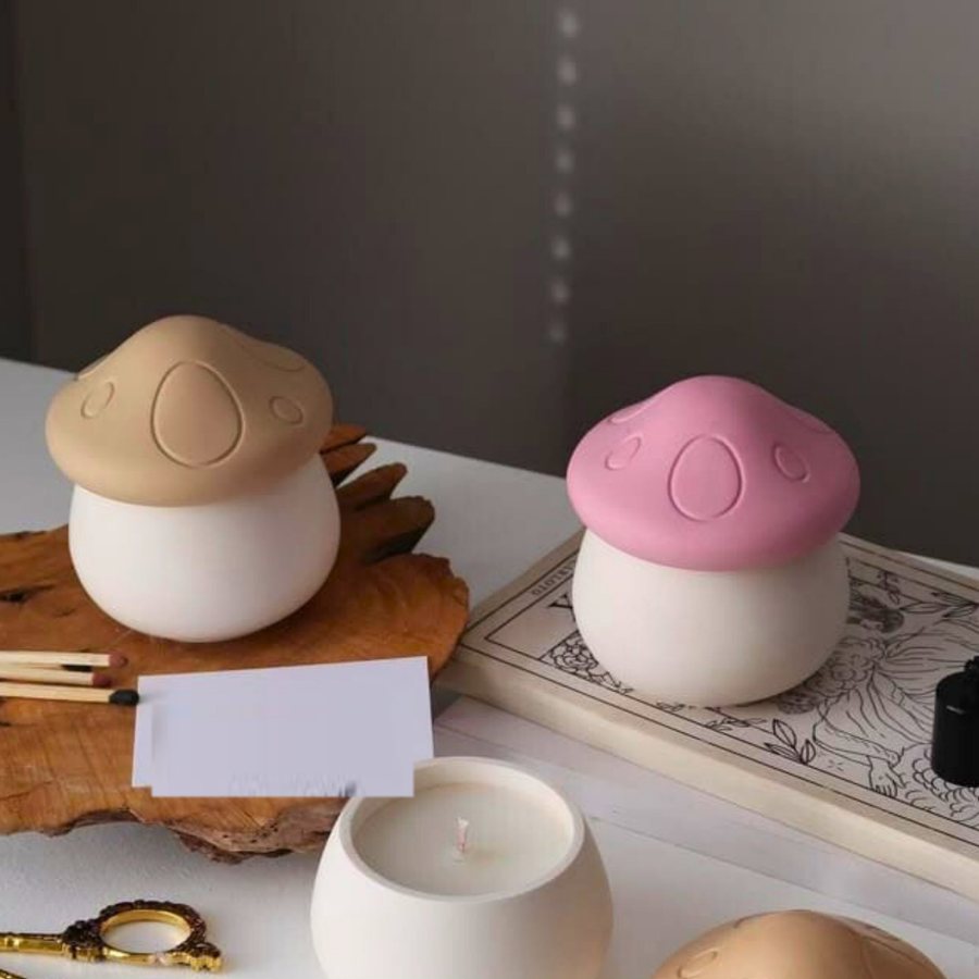 Mushroom Lidded Candle Jar