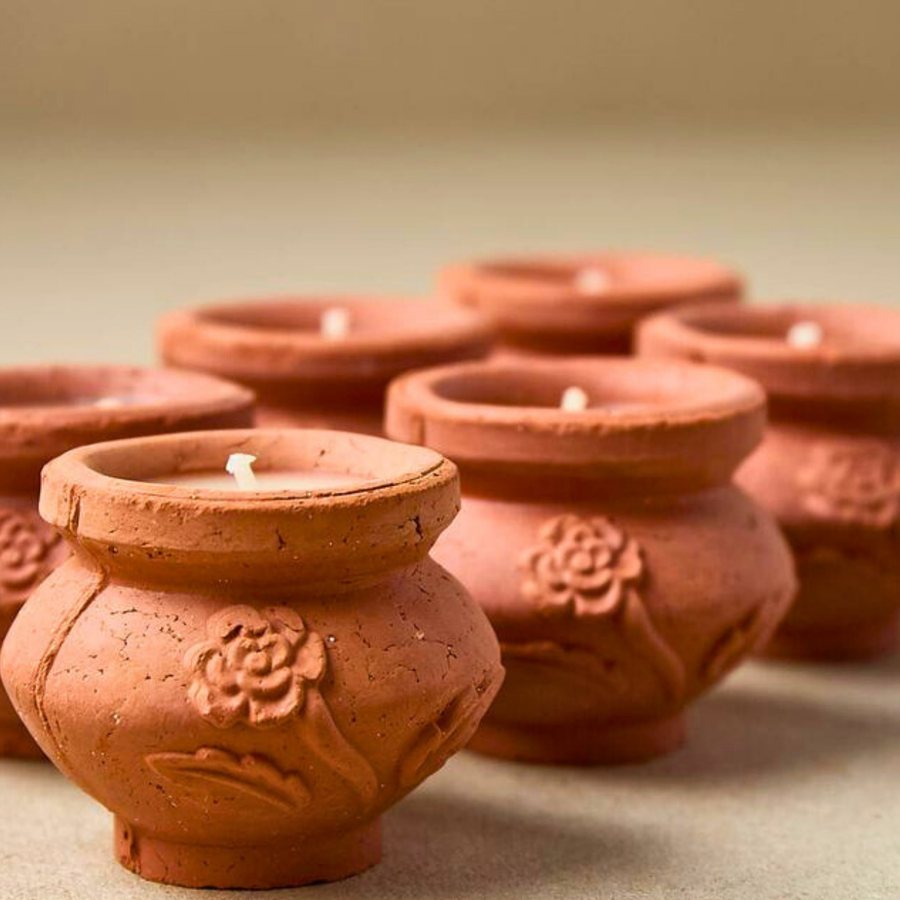 Embossed Rose Handi Pot