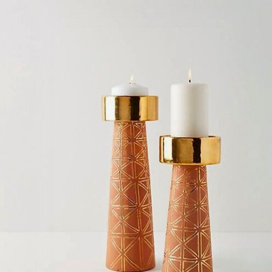 Geometric Pillar Stand, Brass Collar