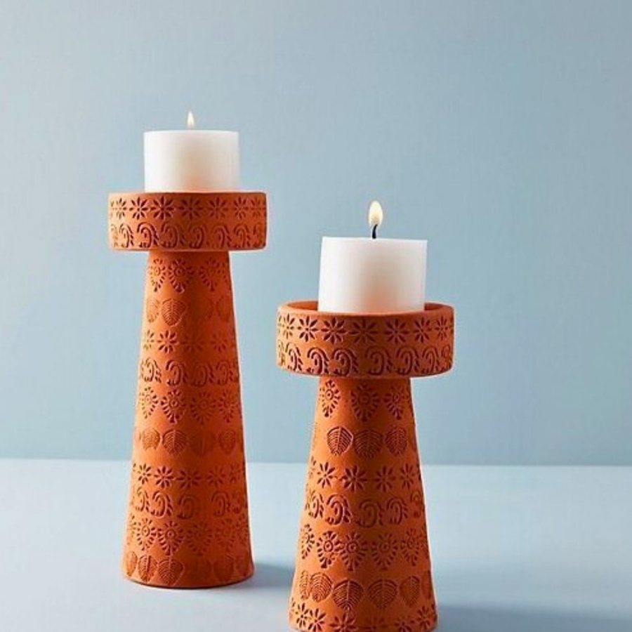Carved Pillar Candle Stand