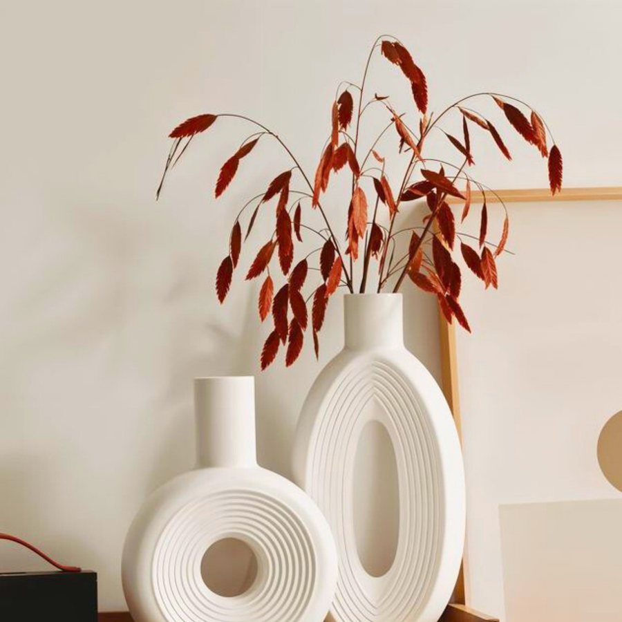 Ribbed Oval Sculptural Vase