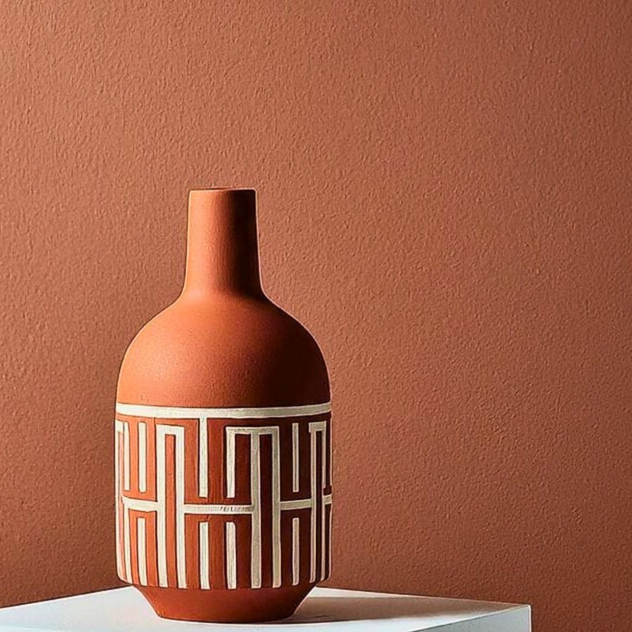 Geometric Painted Bottle Vase