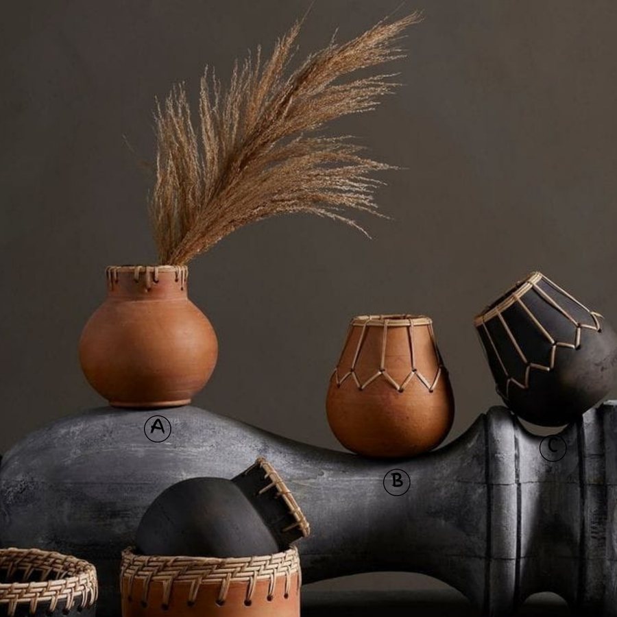 Etched Tribal Clay Vase