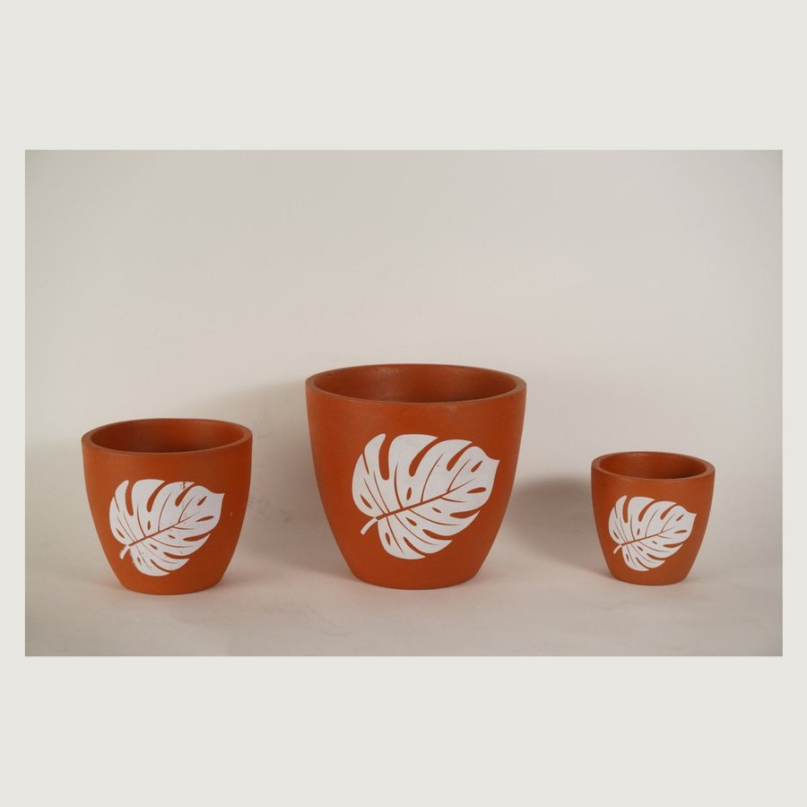 Leaf Motif Print Planter