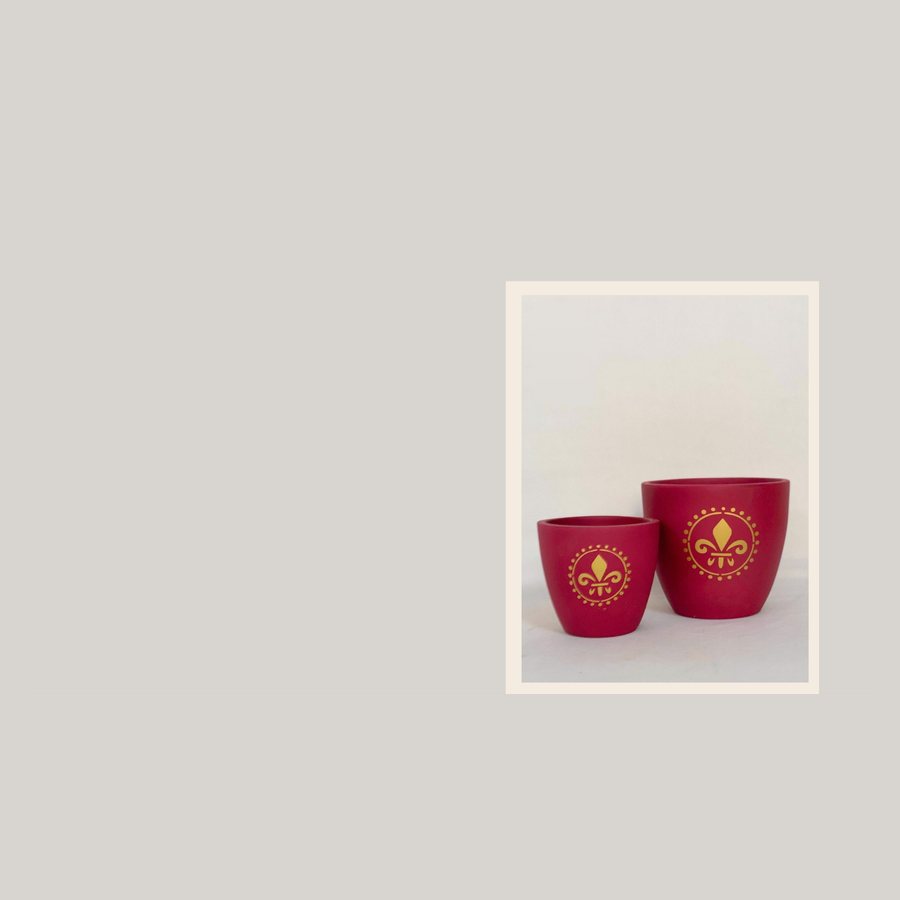 Gold Motif Painted Planter