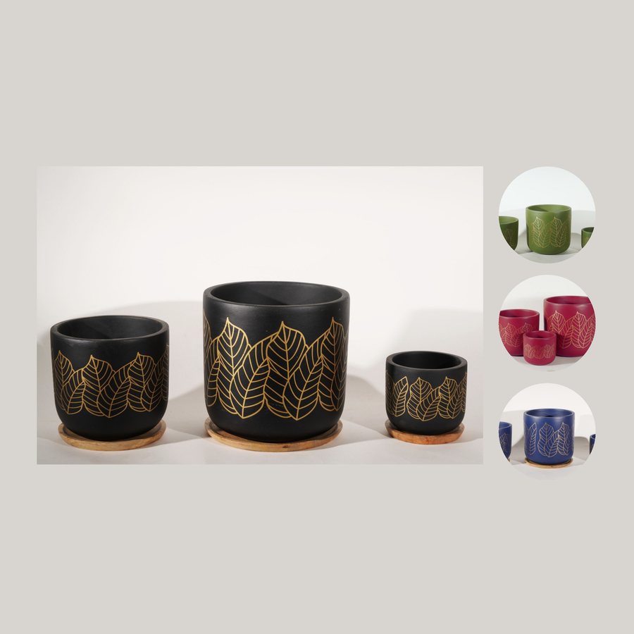 Gold Leaf Planter with Tray