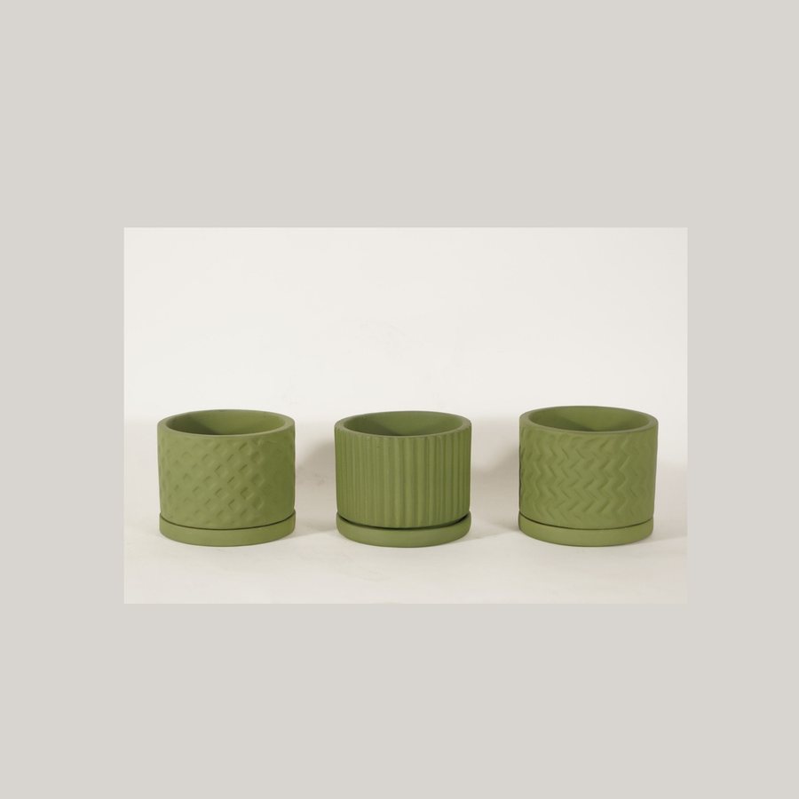 3-D Textured Planter, Set of Three