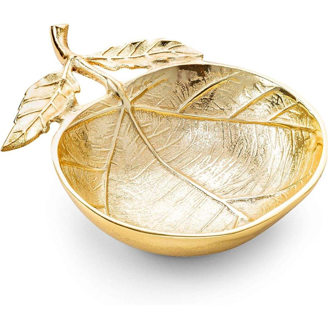Gold Leaf-Vein Serving Bowl