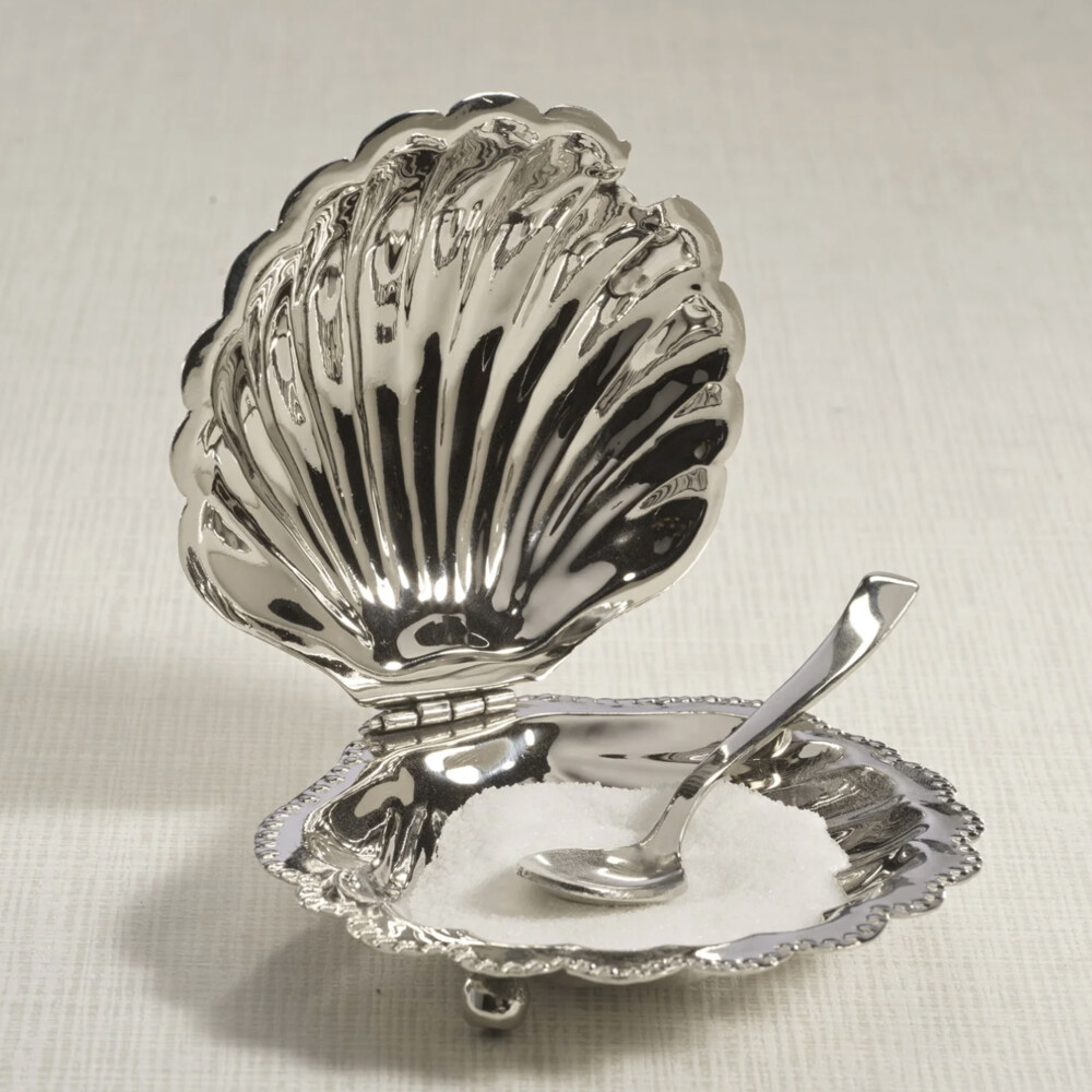 Sea Shell Scallop Dish, Lid & Spoon