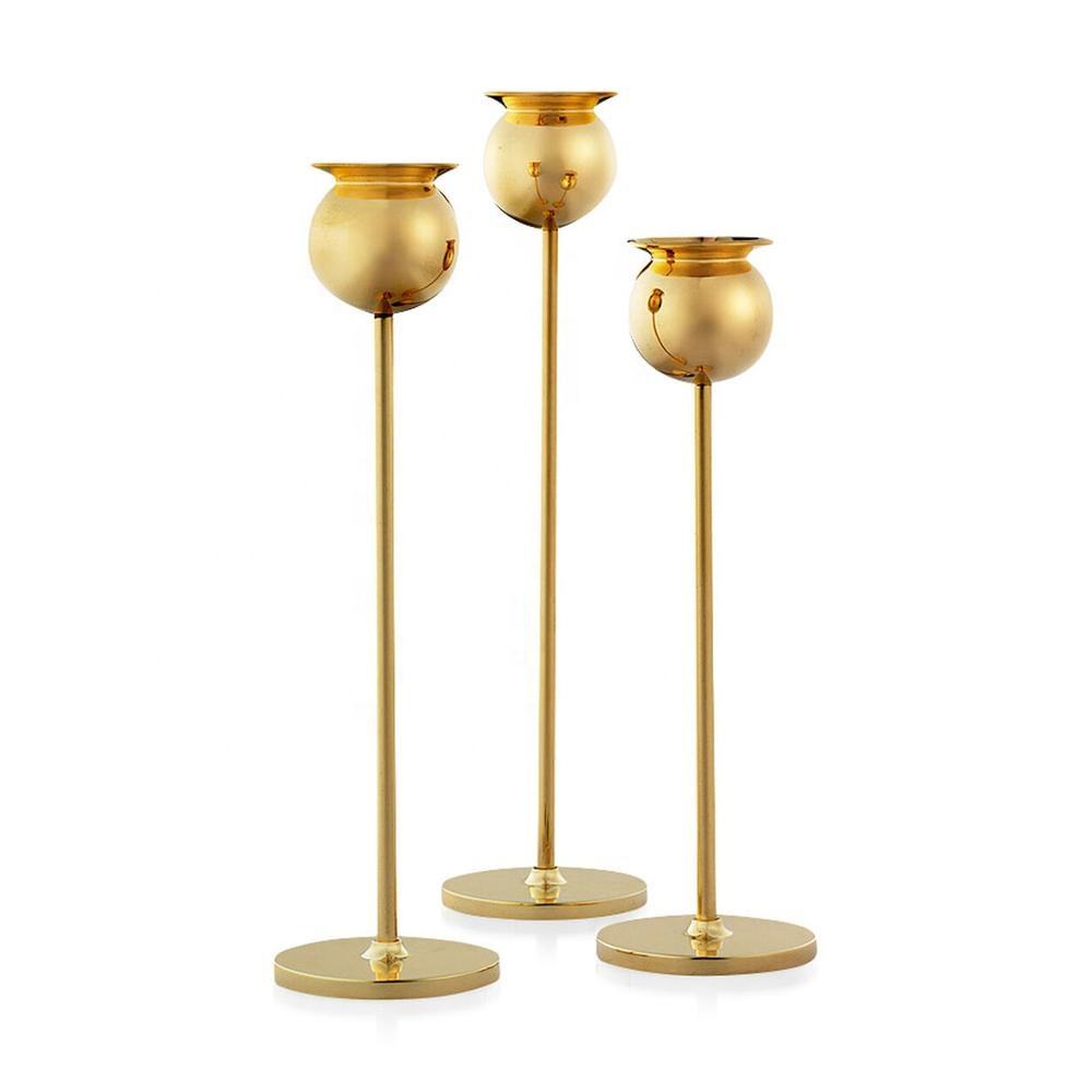 Gold Candle Stand Trio