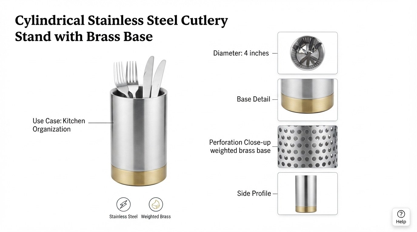 Brass Cylindrical Cutlery Stand