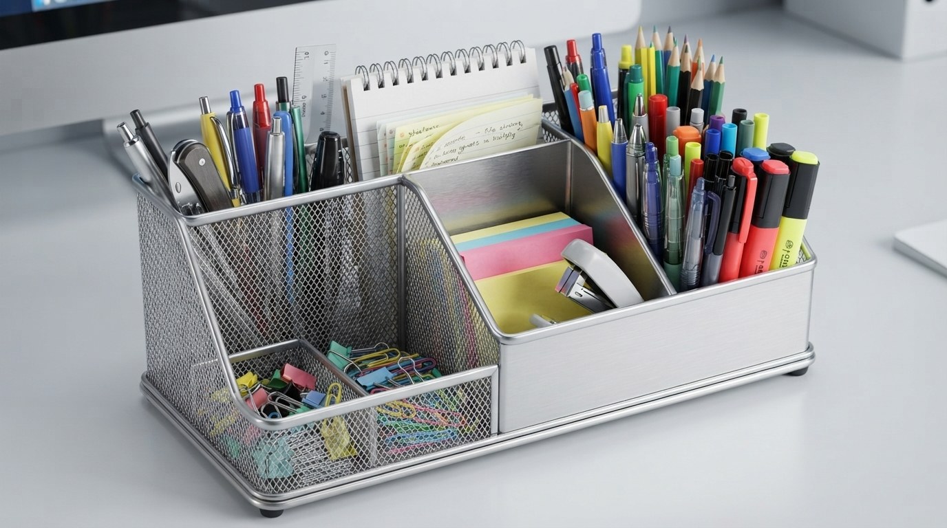 Brass Mesh Desk Organizer