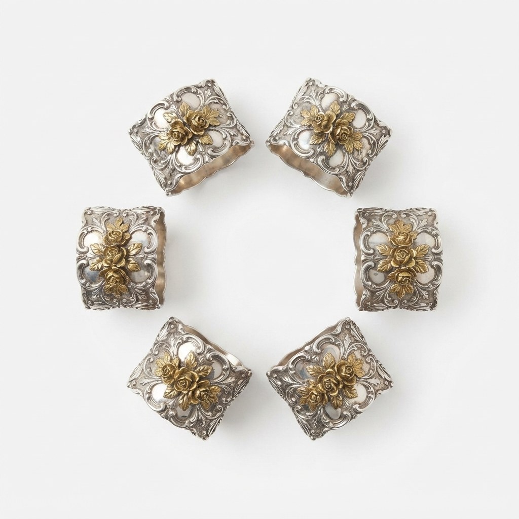 Brass Vintage Napkin Rings (Set of 4)