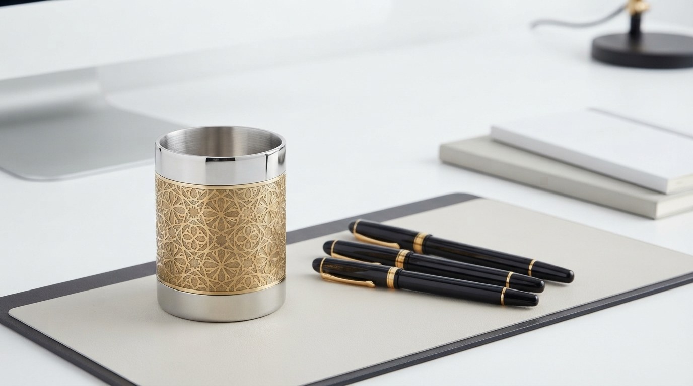 Brass Pen Holder with Inlay