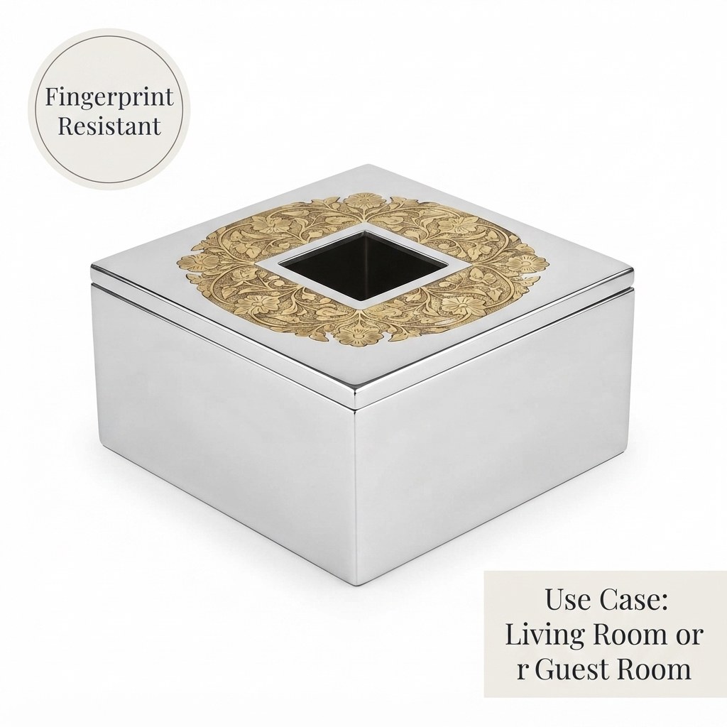 Brass Cube Tissue Box Cover