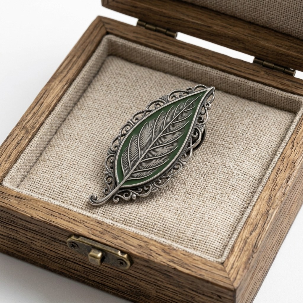 Brass Willow Leaf Enamel Pin