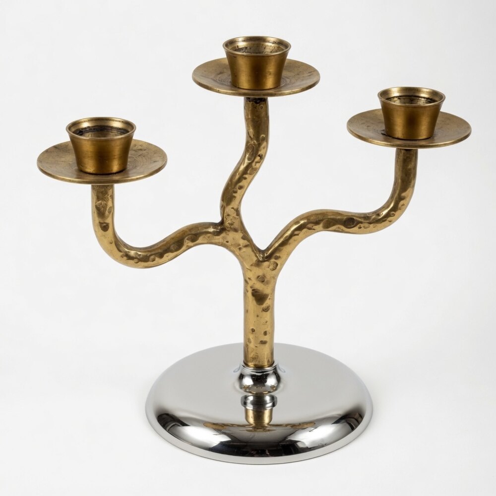 Triple Arm Brass Candelabra SS Base