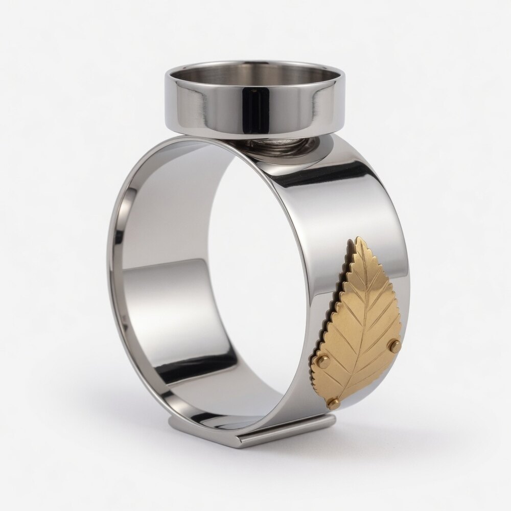 SS Ring Holder with Brass Leaf