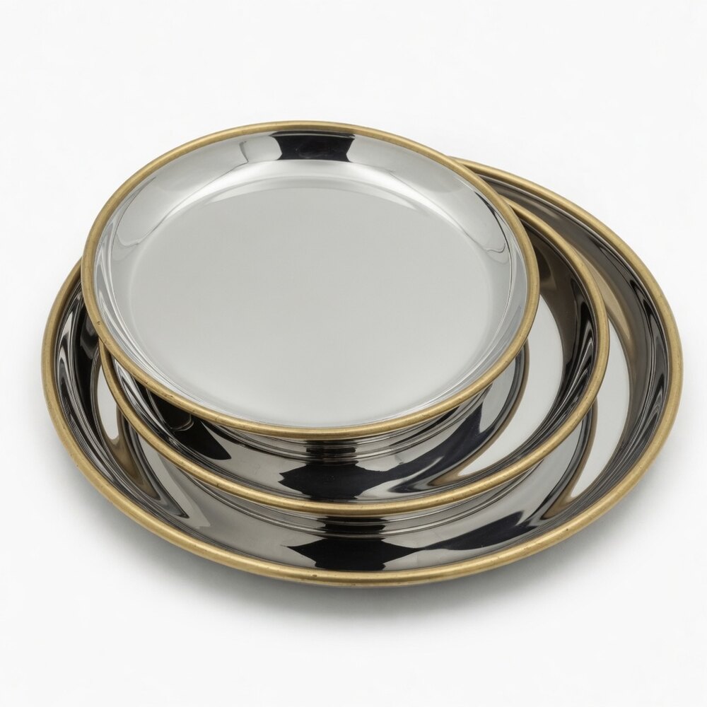 Nested SS Plate Set Brass Lip (3)