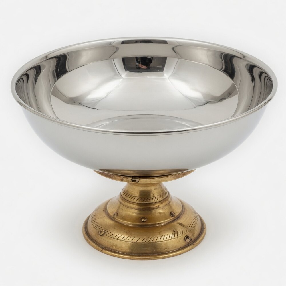 SS Pedestal Bowl Brass Foot