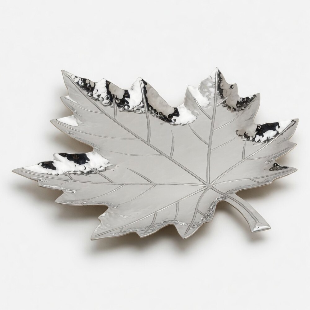 Brass Maple Leaf Tray SS Vein Inlay