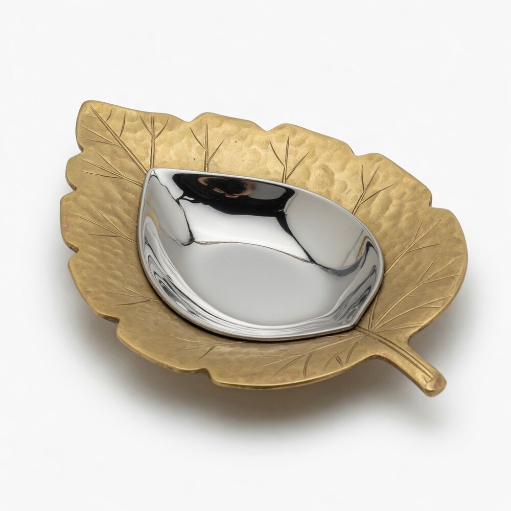 Brass Leaf Bowl SS Inner Well