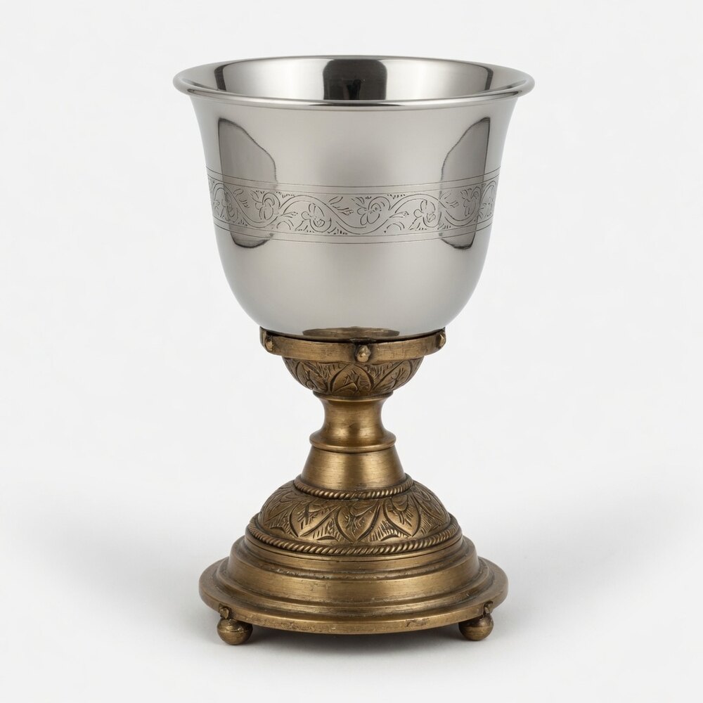SS Goblet Vase Brass Foot