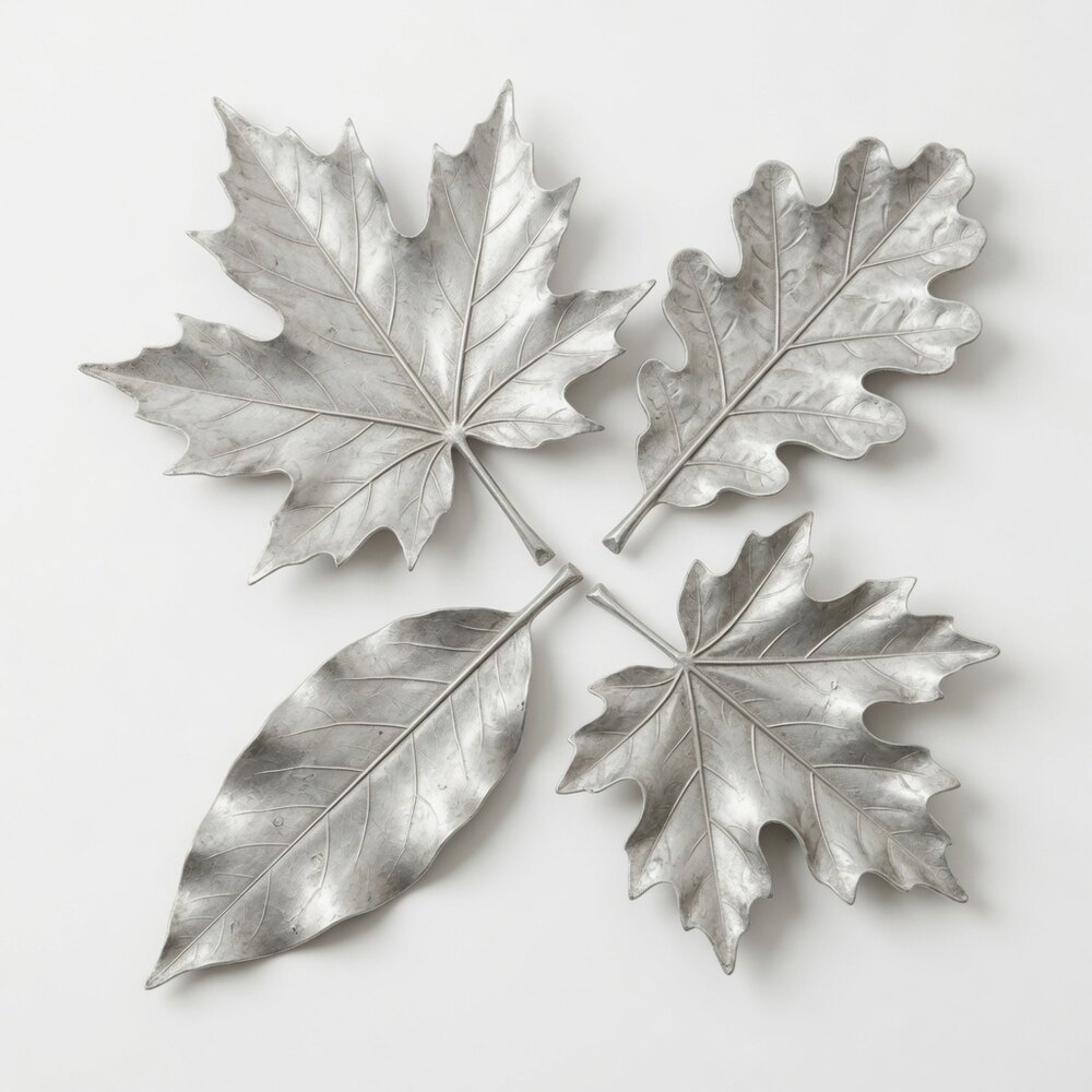 Cast Botanical Leaf Decor Set (4 pcs)