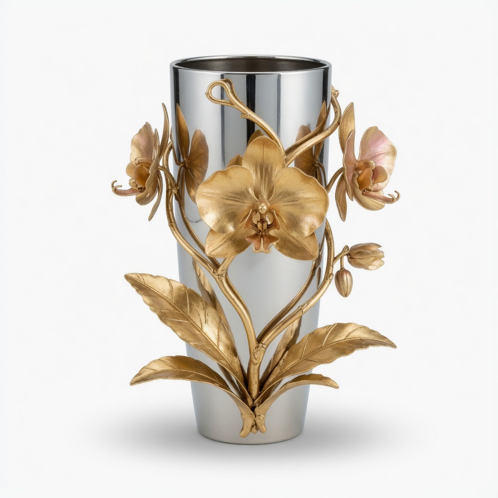 Gold Orchid Centerpiece Vase