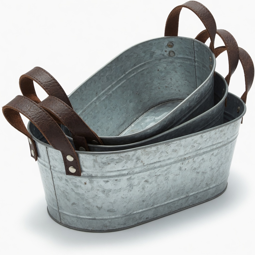 Nesting Galvanized Oval Set (3)