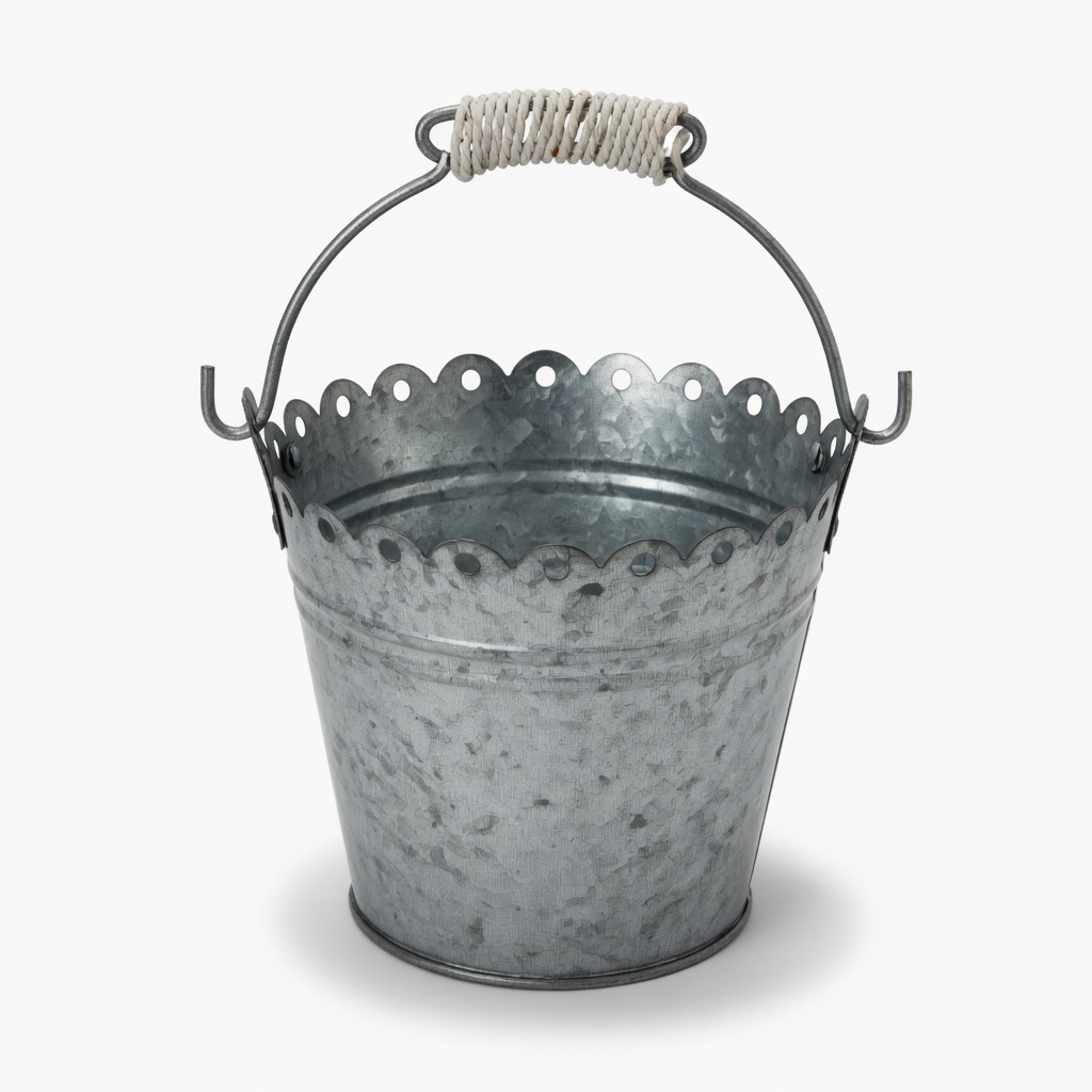 Scallop-Rim Galvanized Bucket
