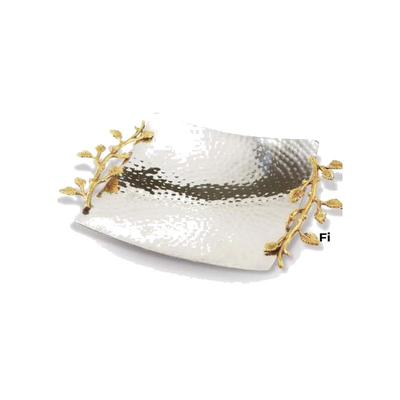 Hammered Square Tray + Gold Vine