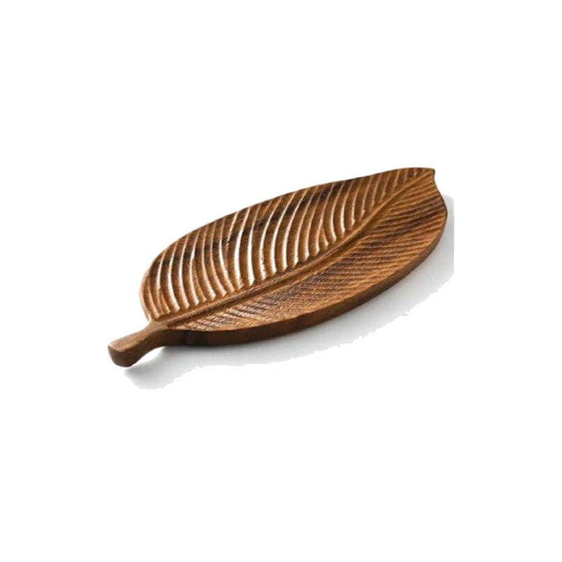 Carved Wooden Leaf Tray