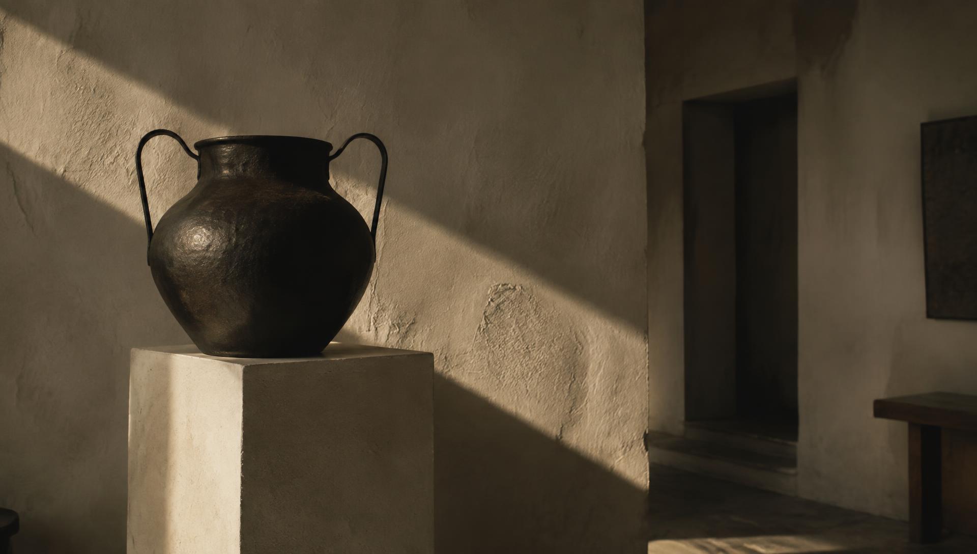 Studio interior with hand-forged vessel
